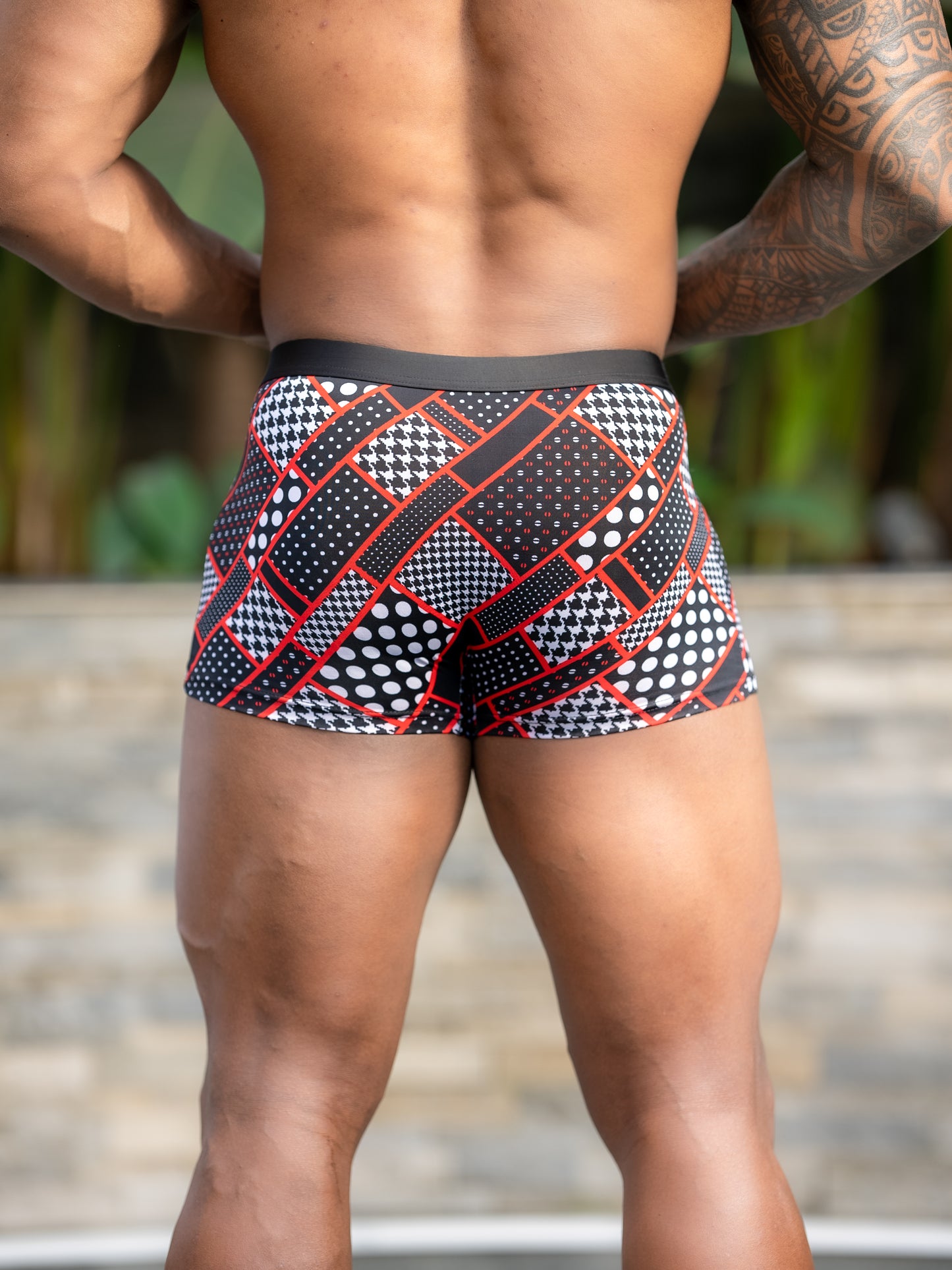 GT Dry Fit Boxers/ Trunks - Sports Free Size 26"-32" Pop Red Black         (Mens underwear/ briefs)