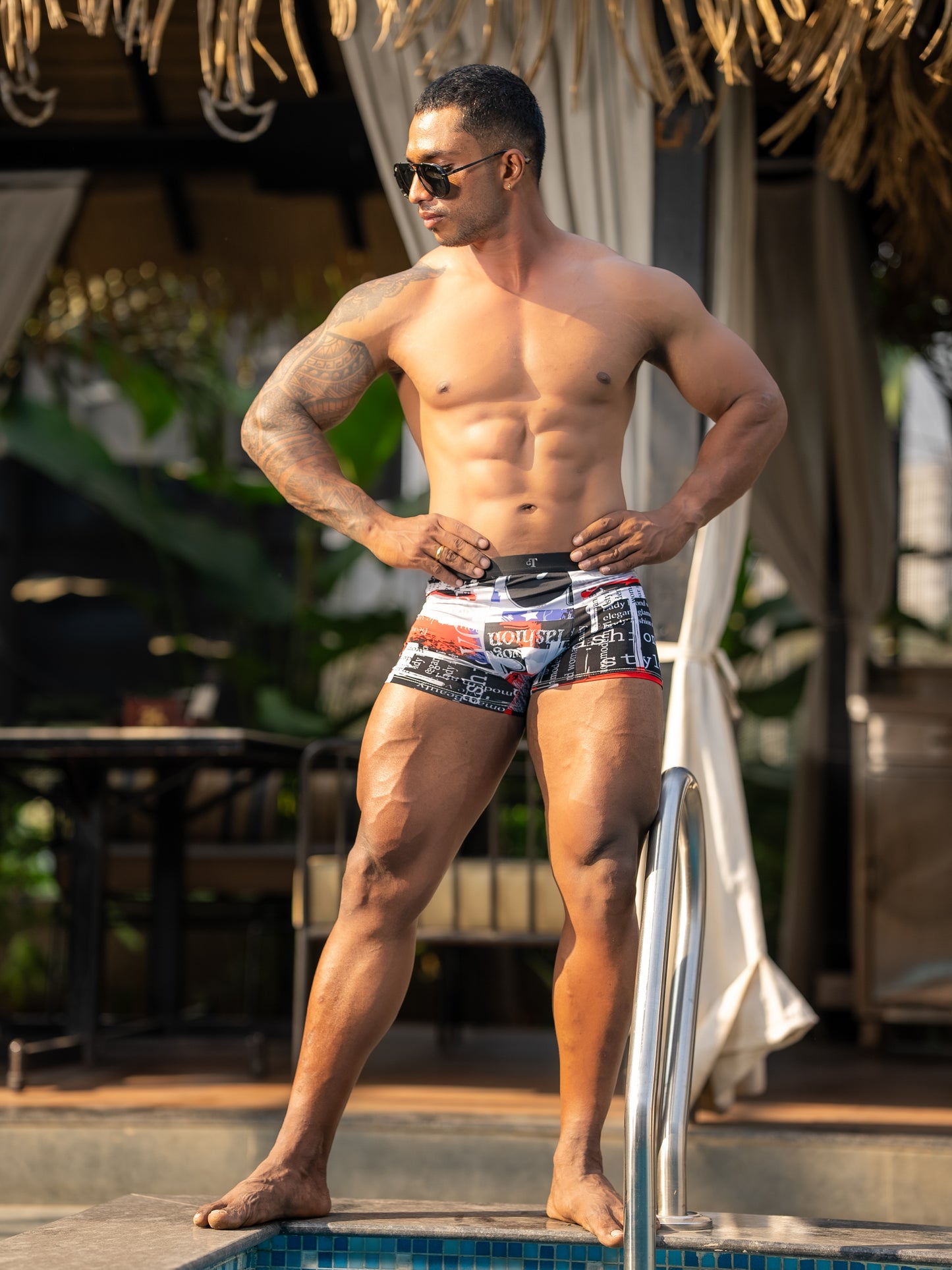 GT Dry Fit Boxers/ Trunks - Sports Free Size 26"-32" Pop Black         (Mens underwear/ briefs)