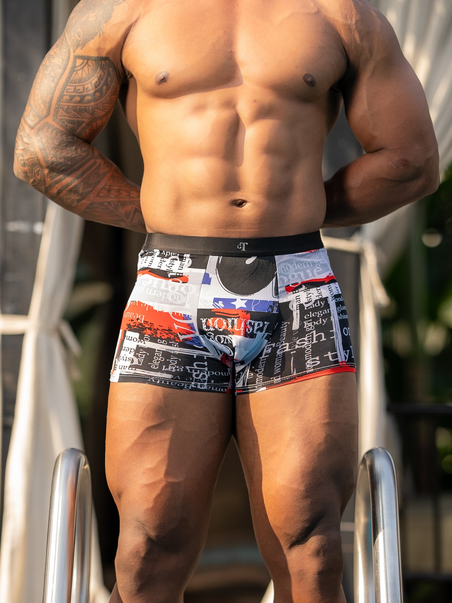 GT Dry Fit Boxers/ Trunks - Sports Free Size 26"-32" Pop Black         (Mens underwear/ briefs)