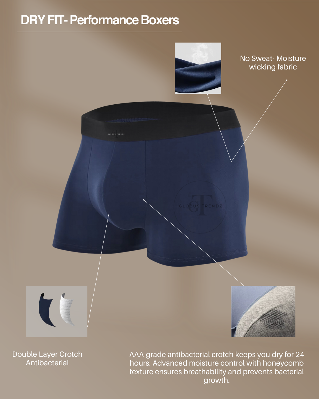 GT Dry Fit Boxers/ Trunks - Sports Free Size 26"-32" BYC       (Mens underwear/ briefs)