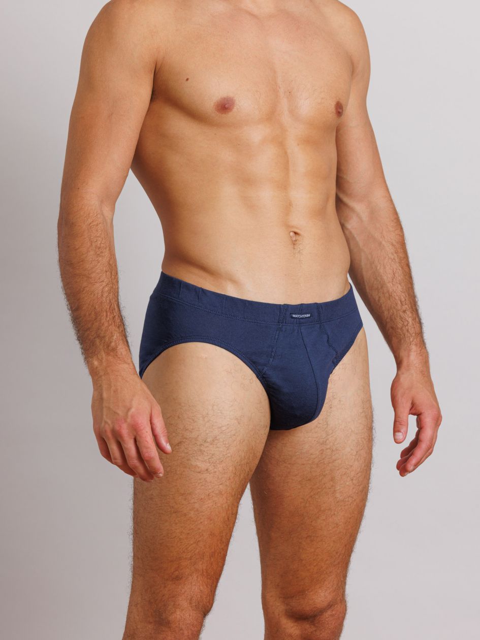 Men's Super Bio wash Cotton Solid Poco Brief / Antimicrobial Brief with Ultrasoft Concealed Waistband / Innerwear Navy White Test Product