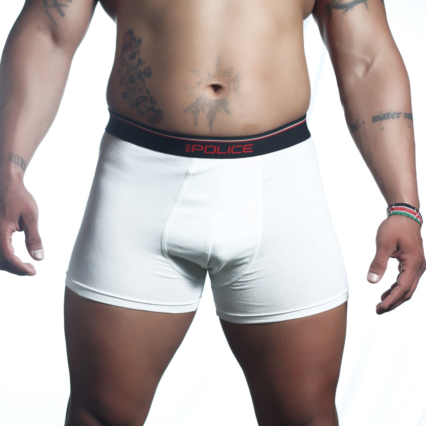POLICE MENS BOXER/ TRUNKS WHITE