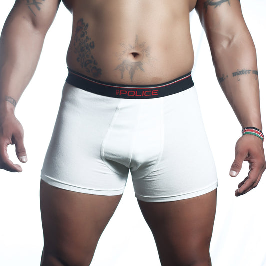 POLICE MENS BOXER/ TRUNKS WHITE