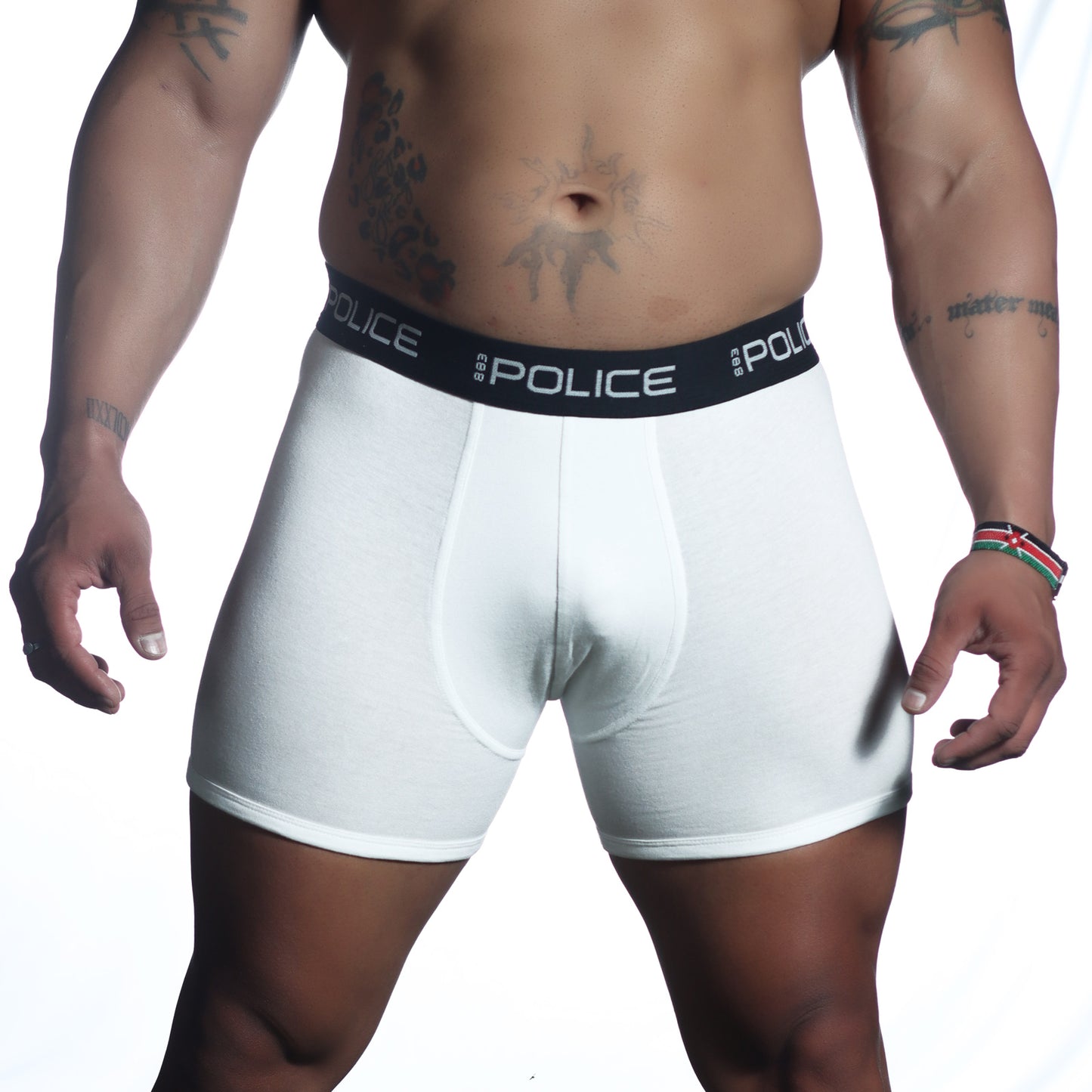 POLICE MENS BOXER/ TRUNKS WHITE